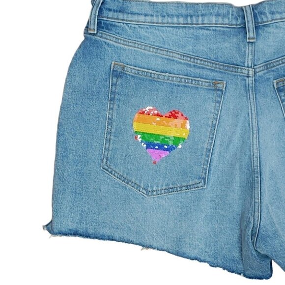 NWT ABERCROMBIE & FITCH medium wash high rise denim mom shorts - Picture 3 of 12